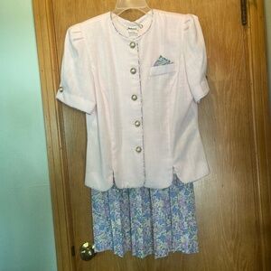 Vintage Floral Top and Skirt Set